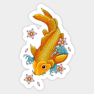 Koi Fish with Cherry Blossoms Sticker